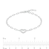 Thumbnail Image 1 of 1/20 CT. T.W. Diamond Heart Paper Clip Bracelet in Sterling Silver - 7"