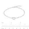 Thumbnail Image 2 of 1/20 CT. T.W. Diamond Heart Paper Clip Bracelet in Sterling Silver - 7"
