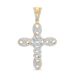 10K Gold 1/2 CT. T.W. Diamond Mariner Link Cross Necklace Charm