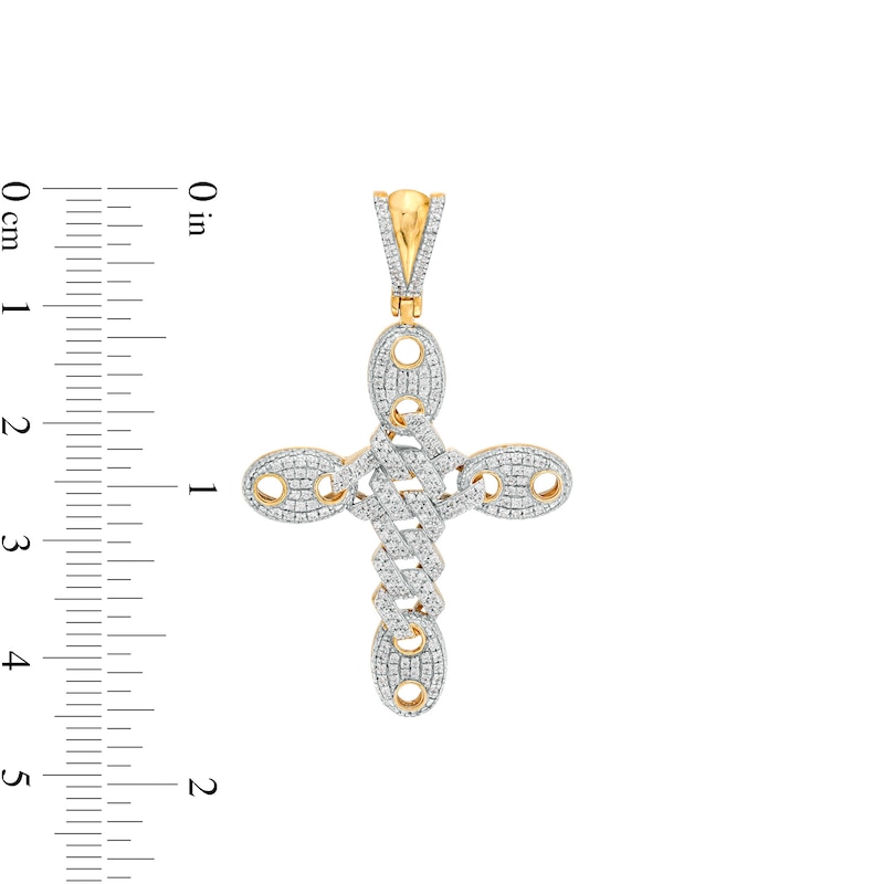 1/2 CT. T.W. Diamond Mariner Link Cross Necklace Charm in 10K Gold