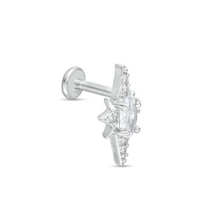 Stainless Steel CZ Multi-Stone Stud - 18G 5/16"