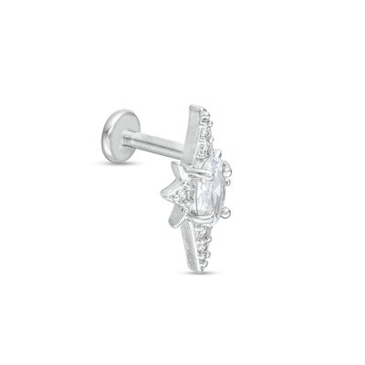 Stainless Steel CZ Multi-Stone Stud - 18G 5/16"