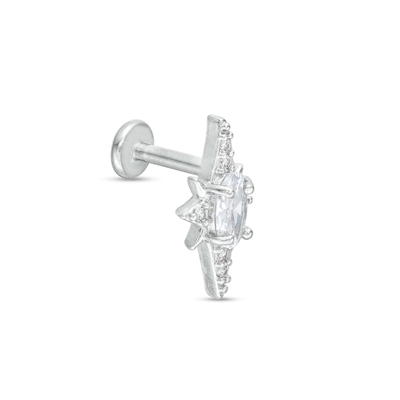 Stainless Steel CZ Multi-Stone Stud - 18G 5/16"
