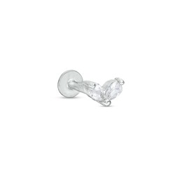 018 Gauge Cubic Zirconia Two Stone Marquise Cartilage Barbell in Stainless Steel
