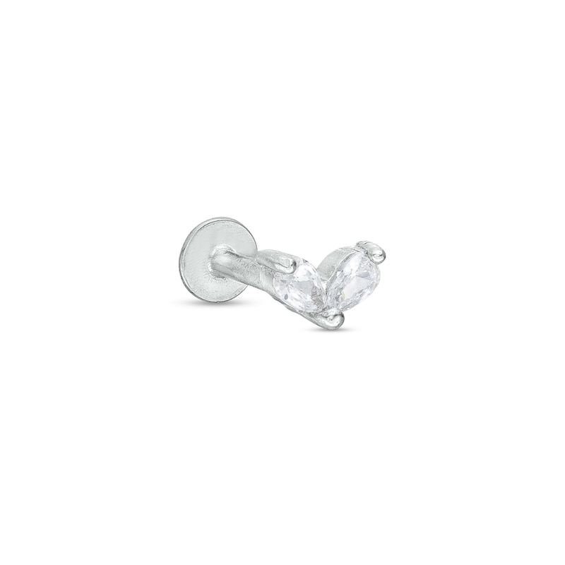 Stainless Steel CZ Two Stone Marquise Stud - 18G 5/16"