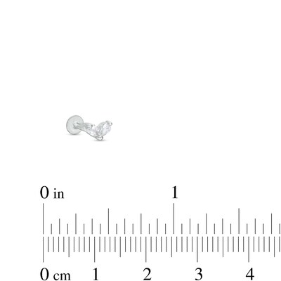 Stainless Steel CZ Two Stone Marquise Stud - 18G 5/16"