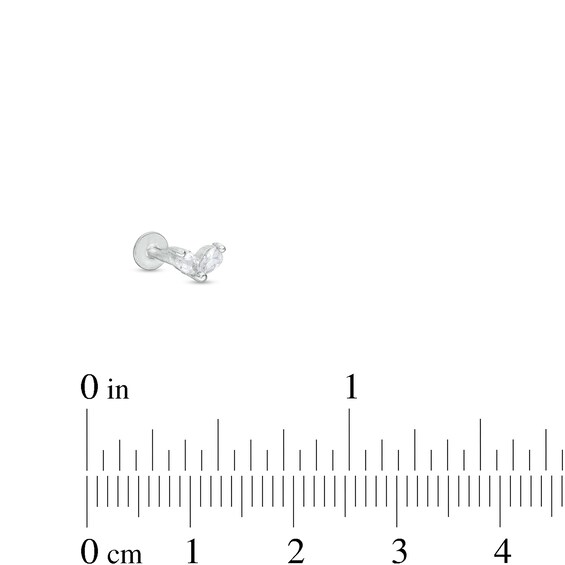 Stainless Steel CZ Two Stone Marquise Stud - 18G 5/16"