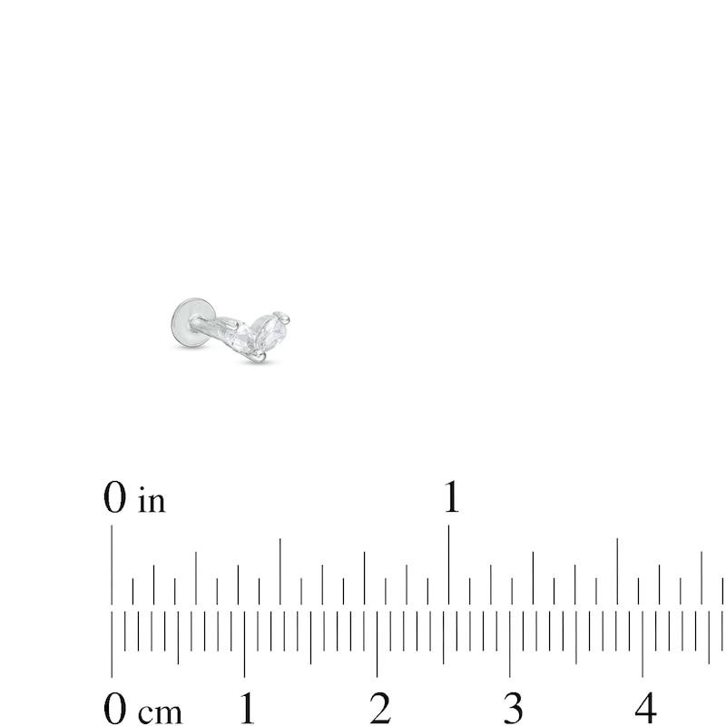Stainless Steel CZ Two Stone Marquise Stud - 18G 5/16"