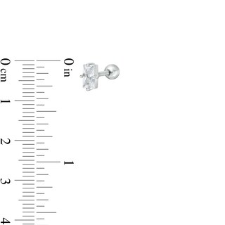 Stainless Steel CZ Baguette Stud - 18G 5/16"