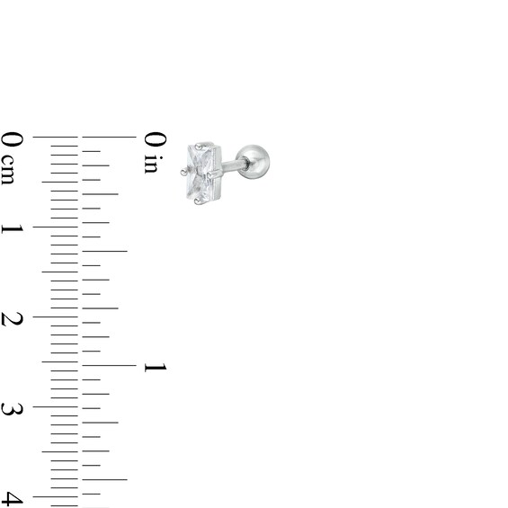 Stainless Steel CZ Baguette Stud - 18G 5/16"