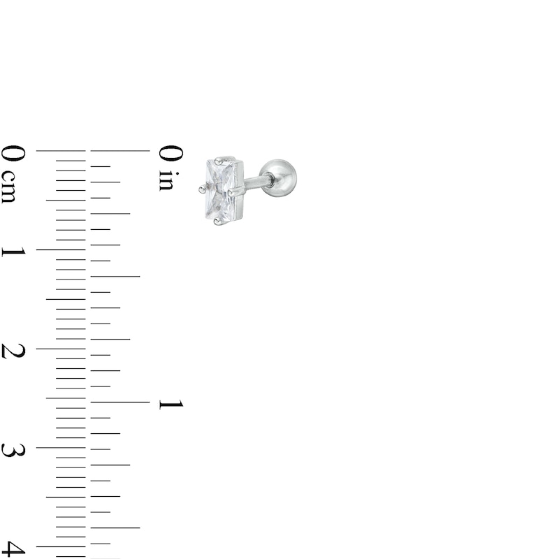 Main Image 2 of Stainless Steel CZ Baguette Stud - 18G 5/16"