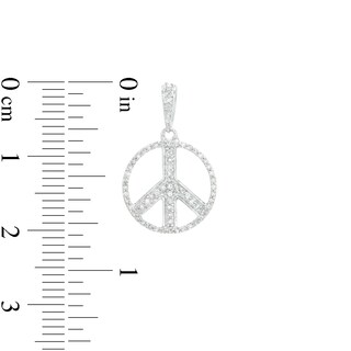 1/5 CT. T.W. Diamond Pavé Peace Sign Necklace Charm in Sterling Silver