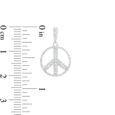 1/5 CT. T.W. Diamond Pavé Peace Sign Necklace Charm in Sterling Silver