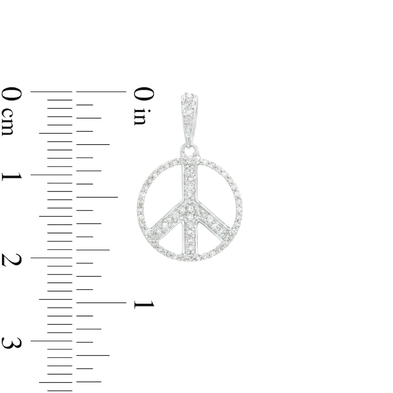 Main Image 2 of 1/5 CT. T.W. Diamond Pavé Peace Sign Necklace Charm in Sterling Silver