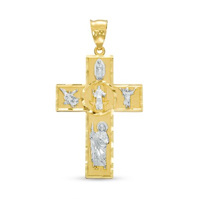 All Saints Cross Necklace Charm in 10K Two-Tone Gold