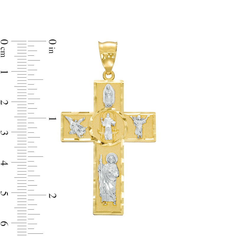 All Saints Cross Necklace Charm in 10K Two-Tone Gold