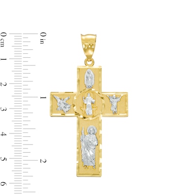 All Saints Cross Necklace Charm in 10K Two-Tone Gold