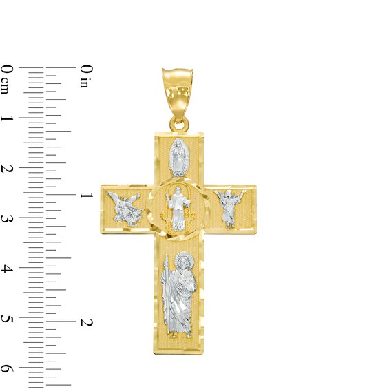 All Saints Cross Necklace Charm in 10K Two-Tone Gold