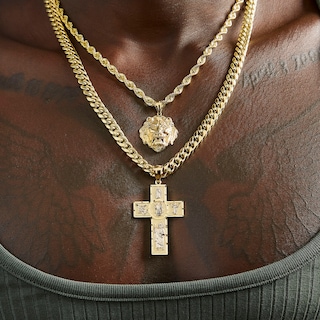 All Saints Cross Necklace Charm in 10K Two-Tone Gold