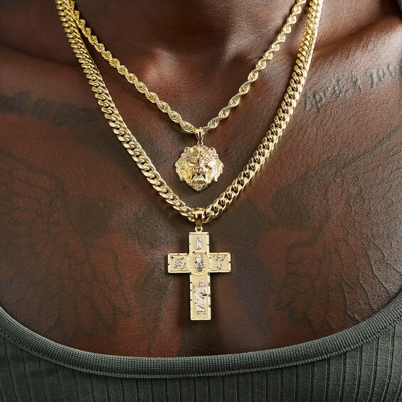 All Saints Cross Necklace Charm in 10K Two-Tone Gold