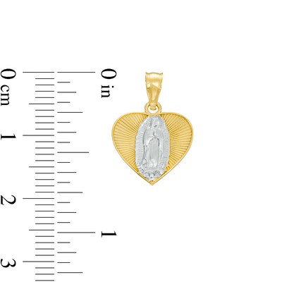 Heart Our Lady of Guadalupe Necklace Charm in 10K Two-Tone Gold