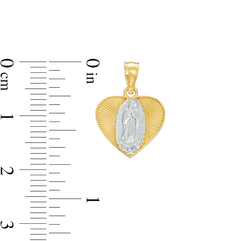 Heart Our Lady of Guadalupe Necklace Charm in 10K Two-Tone Gold