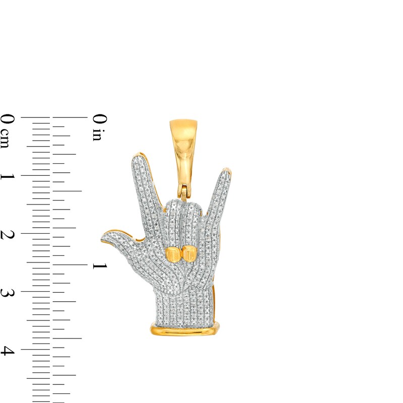 Main Image 2 of 1/5 CT. T.W. Diamond Pavé Love Sign Necklace Charm in Sterling Silver with 14K Gold Plate