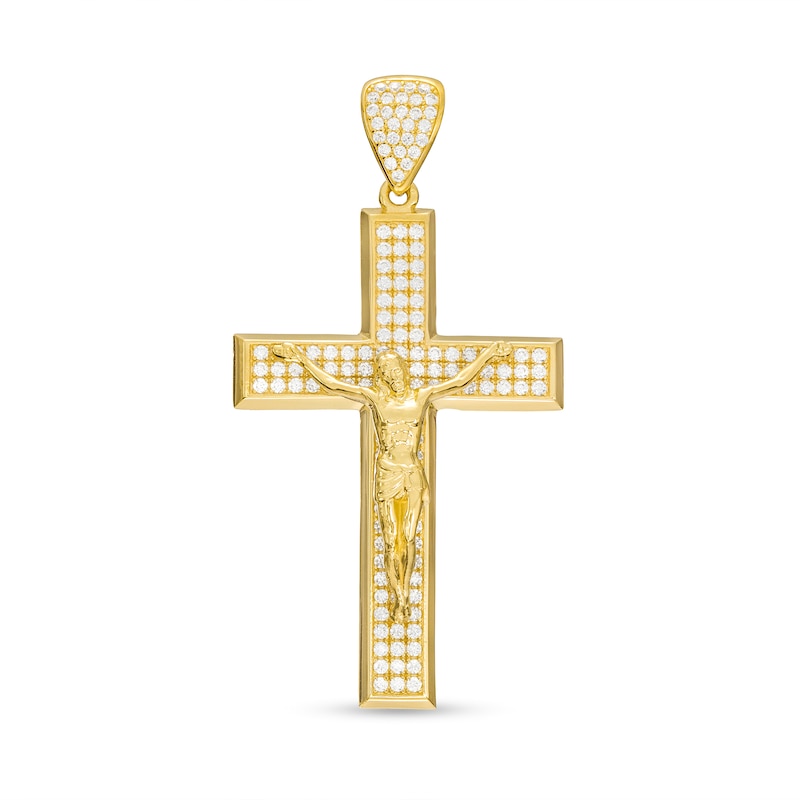 Cubic Zirconia Pavé Crucifix Neclace Charm in 10K Gold
