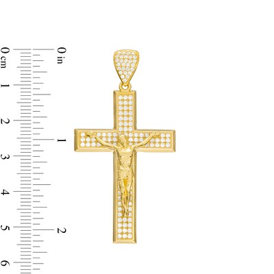 Cubic Zirconia Pavé Crucifix Neclace Charm in 10K Gold