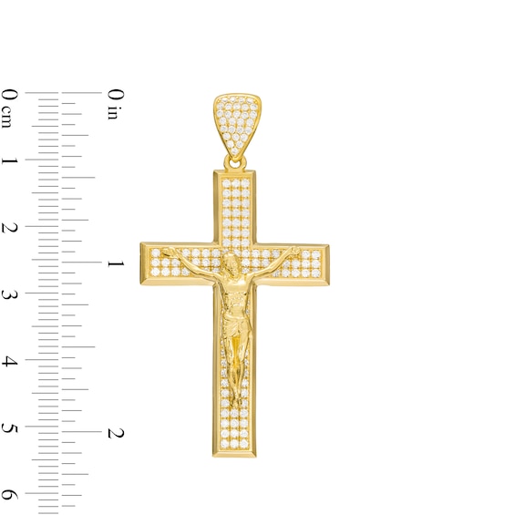 Cubic Zirconia Pavé Crucifix Neclace Charm in 10K Gold