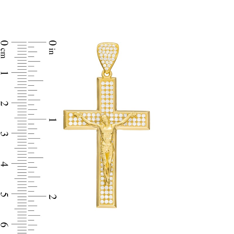 Cubic Zirconia Pavé Crucifix Neclace Charm in 10K Gold