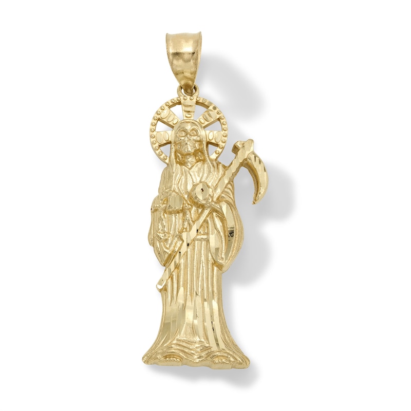 Santa Muerte Necklace Charm in 10K Gold