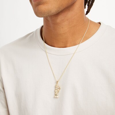 10K Gold Santa Muerte Necklace Charm