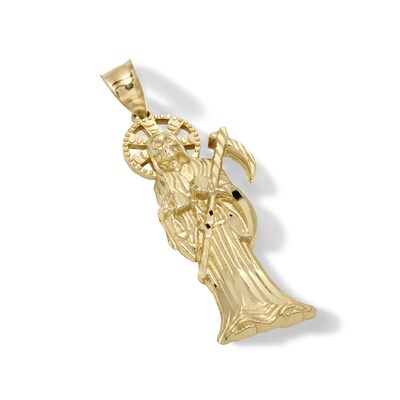 10K Gold Santa Muerte Necklace Charm