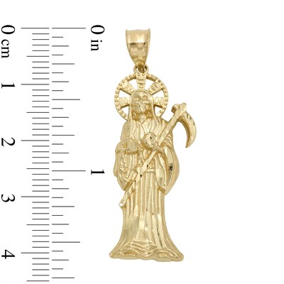 10K Gold Santa Muerte Necklace Charm