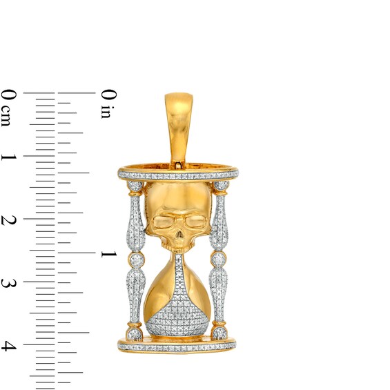 1/10 CT. T.W. Diamond Skull Timer Necklace Charm in Sterling Silver with 14K Gold Plate