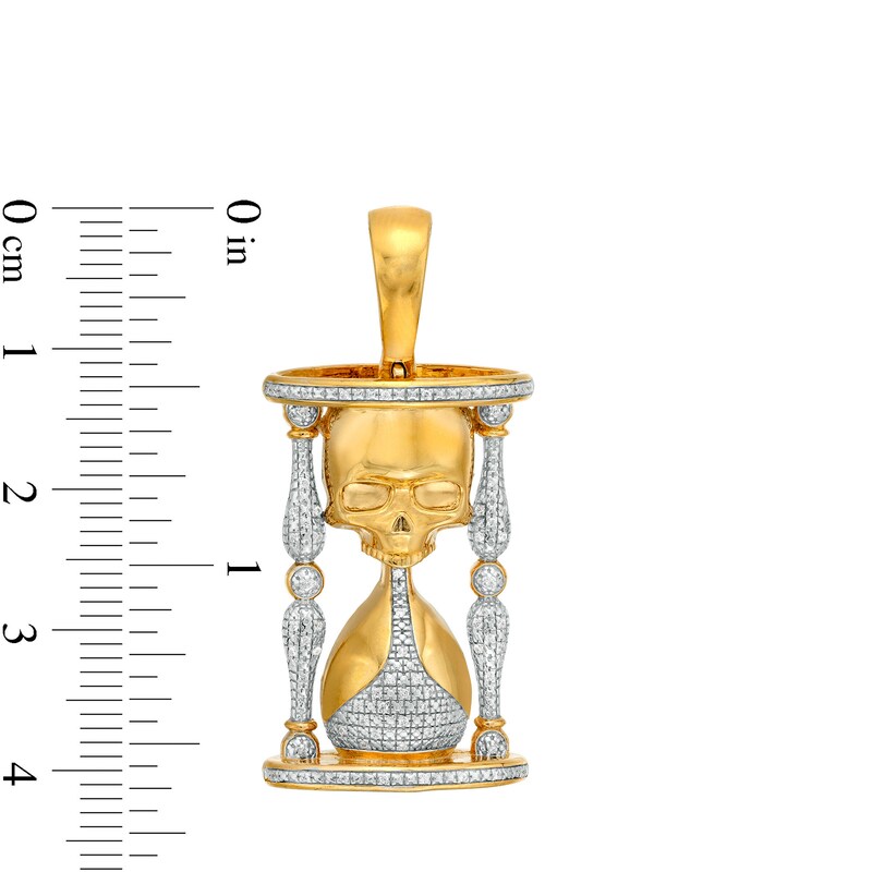 Main Image 2 of 1/10 CT. T.W. Diamond Skull Timer Necklace Charm in Sterling Silver with 14K Gold Plate