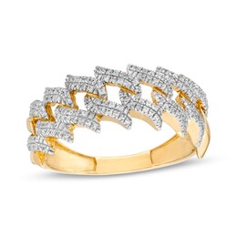 1/4 CT. T.W. Diamond Spike Ring in Sterling Silver with 14K Gold Plate