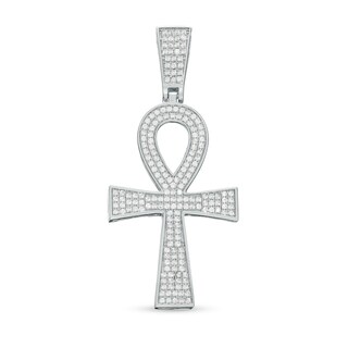 Solid Sterling Silver CZ Ankh Necklace Charm