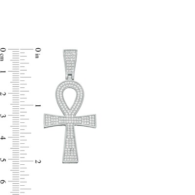 Solid Sterling Silver CZ Ankh Necklace Charm
