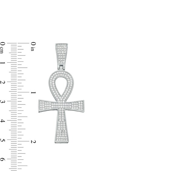 Solid Sterling Silver CZ Ankh Necklace Charm