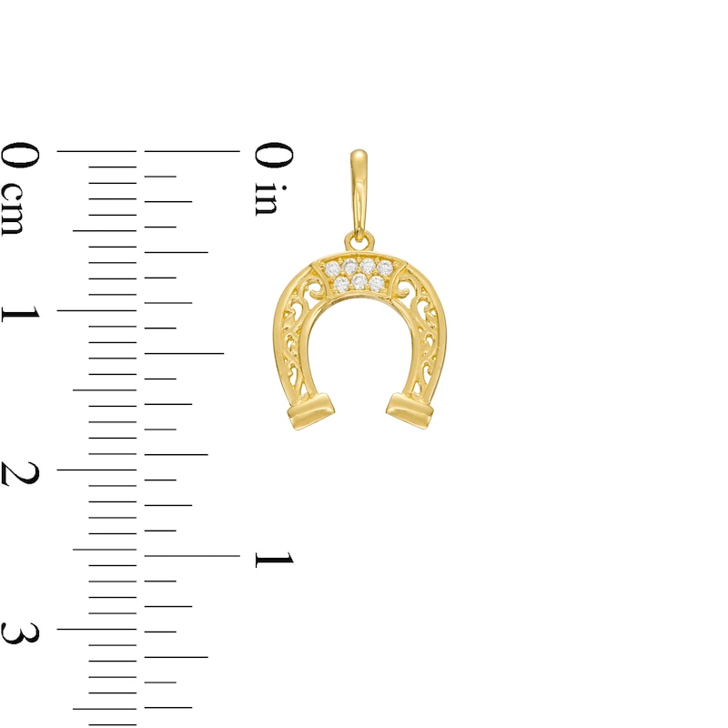 Main Image 2 of Cubic Zirconia Filligree Horseshoe Necklace Charm in 10K Gold