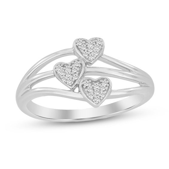 1/20 CT. T.W. Diamond Triple Heart Ring in Sterling Silver