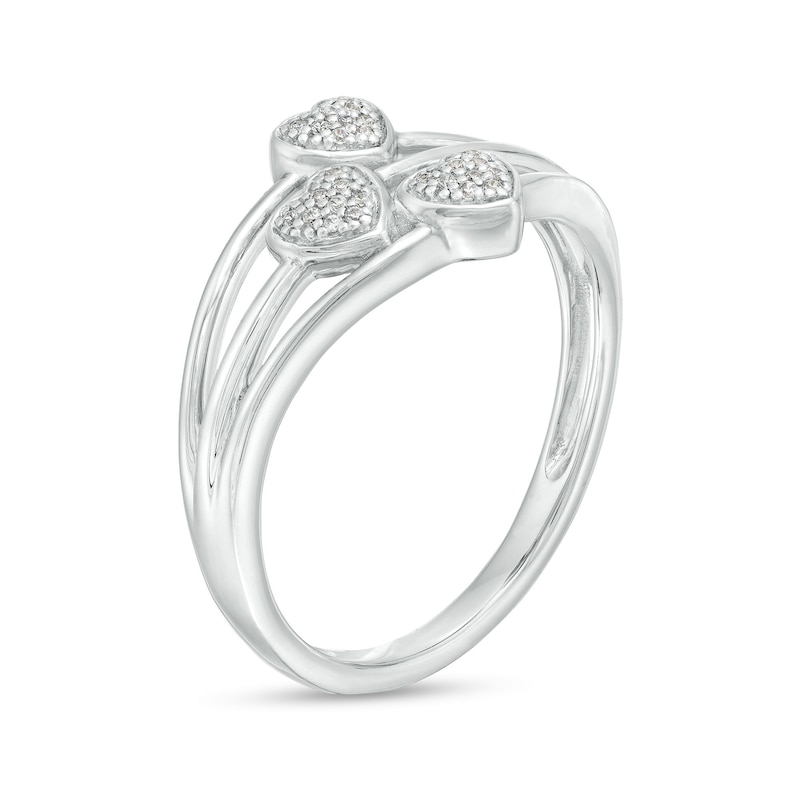 1/20 CT. T.W. Diamond Triple Heart Ring in Sterling Silver