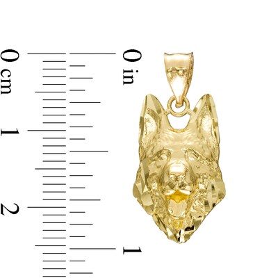 German Shepard Necklace Charm in 10K Gold Casting
