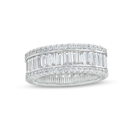 Cubic Zirconia Baguette and Round Eternity Ring in Sterling Silver