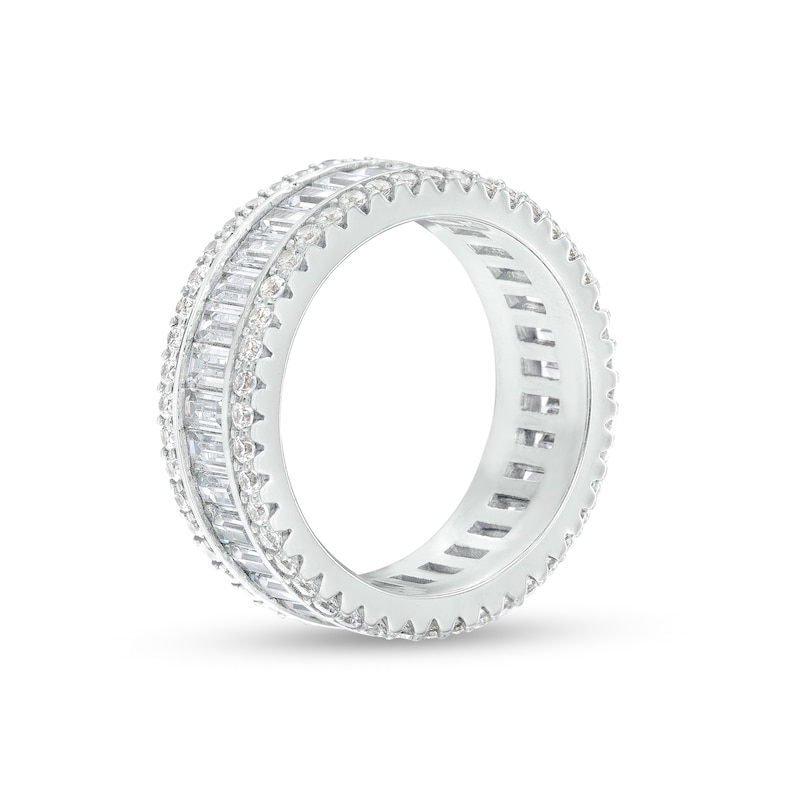 Cubic Zirconia Baguette and Round Eternity Ring in Sterling Silver