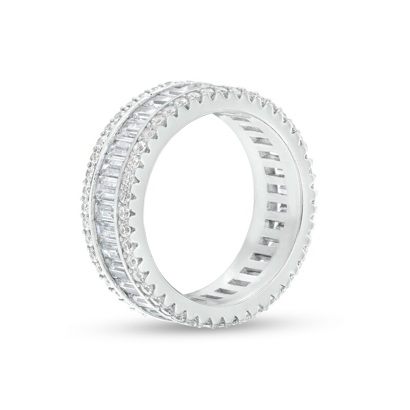 Cubic Zirconia Baguette and Round Eternity Ring in Sterling Silver