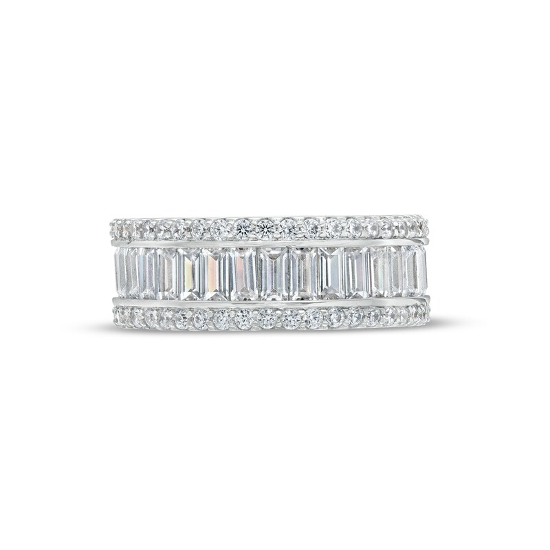 Cubic Zirconia Baguette and Round Eternity Ring in Sterling Silver