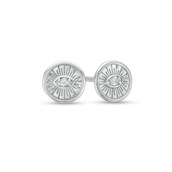 Cubic Zirconia Evil Eye Stud Earrings in Sterling Silver